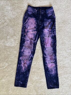 Aphrodite Purple Tie-Dye Ripped Skinny Jeans
